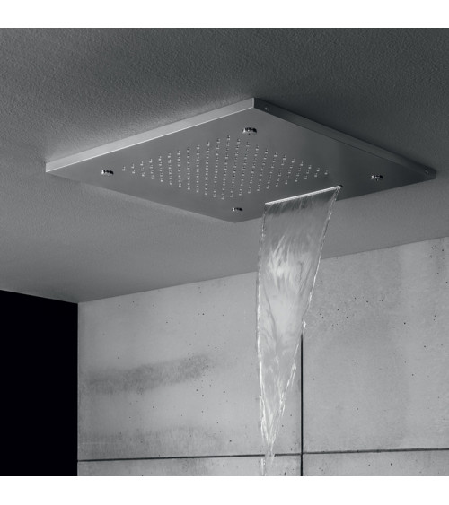 Pomme de douche à encastrer avec cascade et vaporisateurs Mate Hotbath 50x50 cm