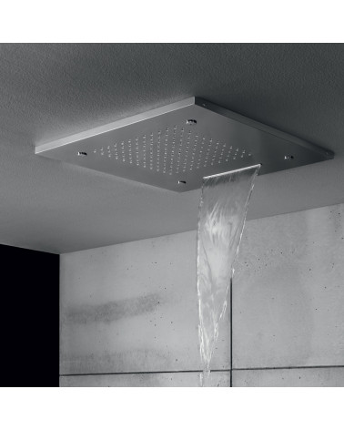 Pomme de douche à encastrer avec cascade et vaporisateurs Mate Hotbath 50x50 cm