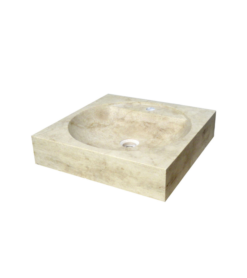 Lavabo en pierre carré Cristina Ondyna sablé 45/45/10 cm