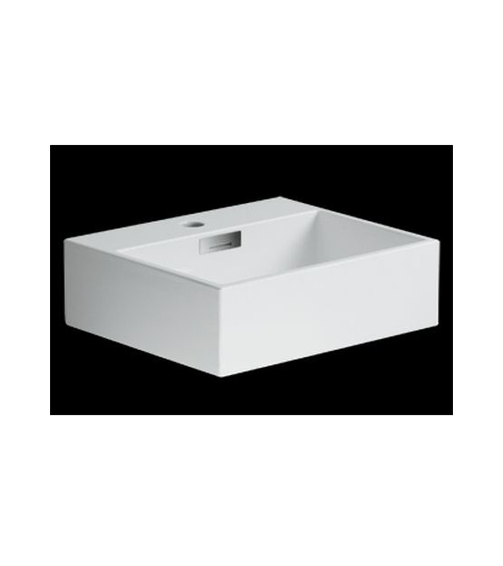 Lavabo céramique Quarelo Cristina Ondyna sans perçage robinet 42 x 36 x 13 cm blanc