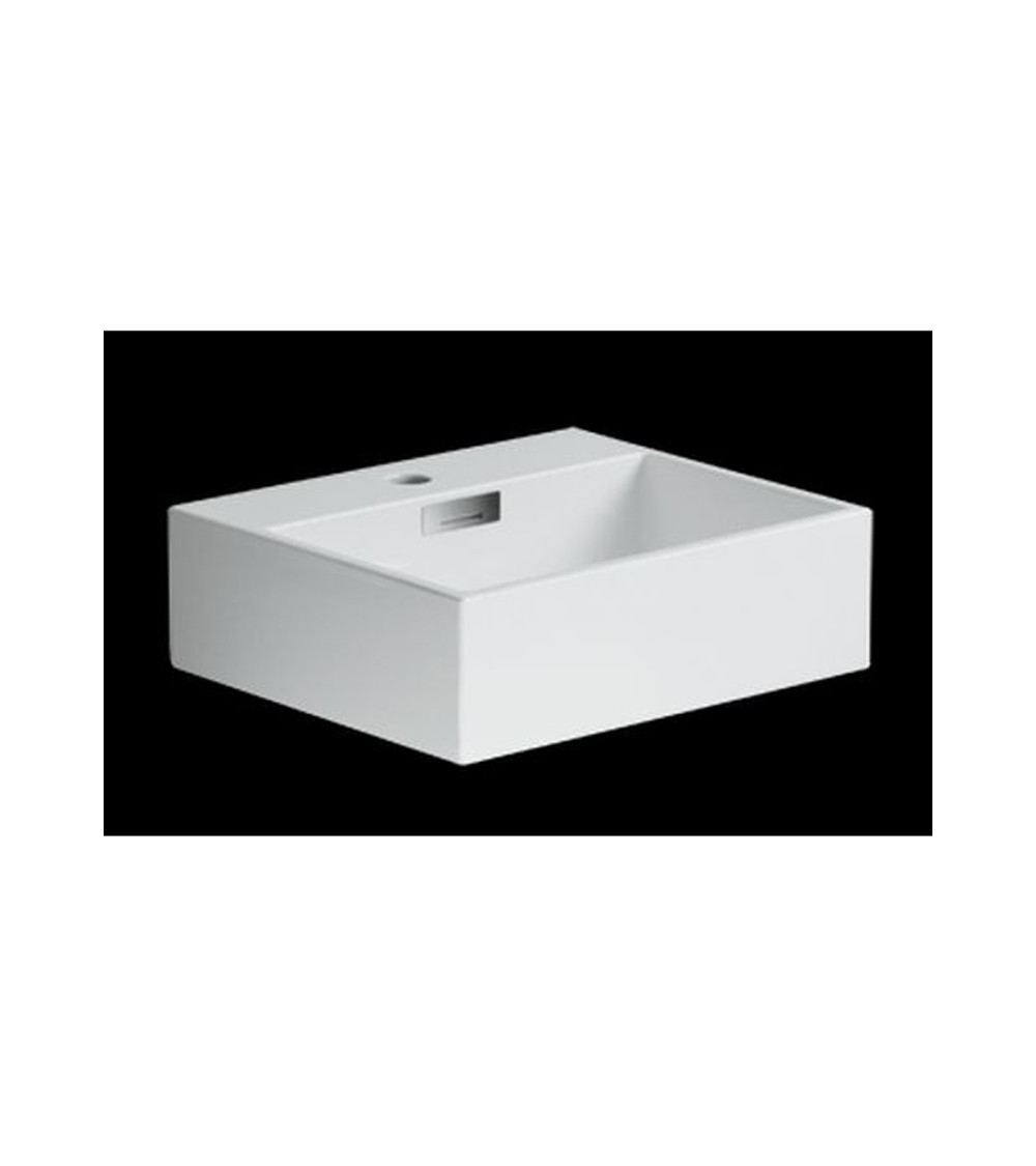 Lavabo céramique Quarelo Cristina Ondyna sans perçage robinet 50 x 42 x 12,5 cm blanc