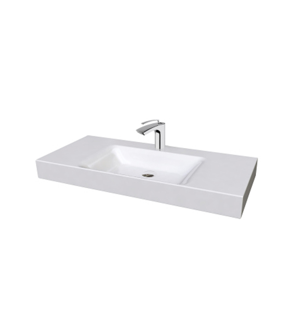 Lavabo céramique Cento Cristina Ondyna à poser ou à suspendre 100-45 cm blanc