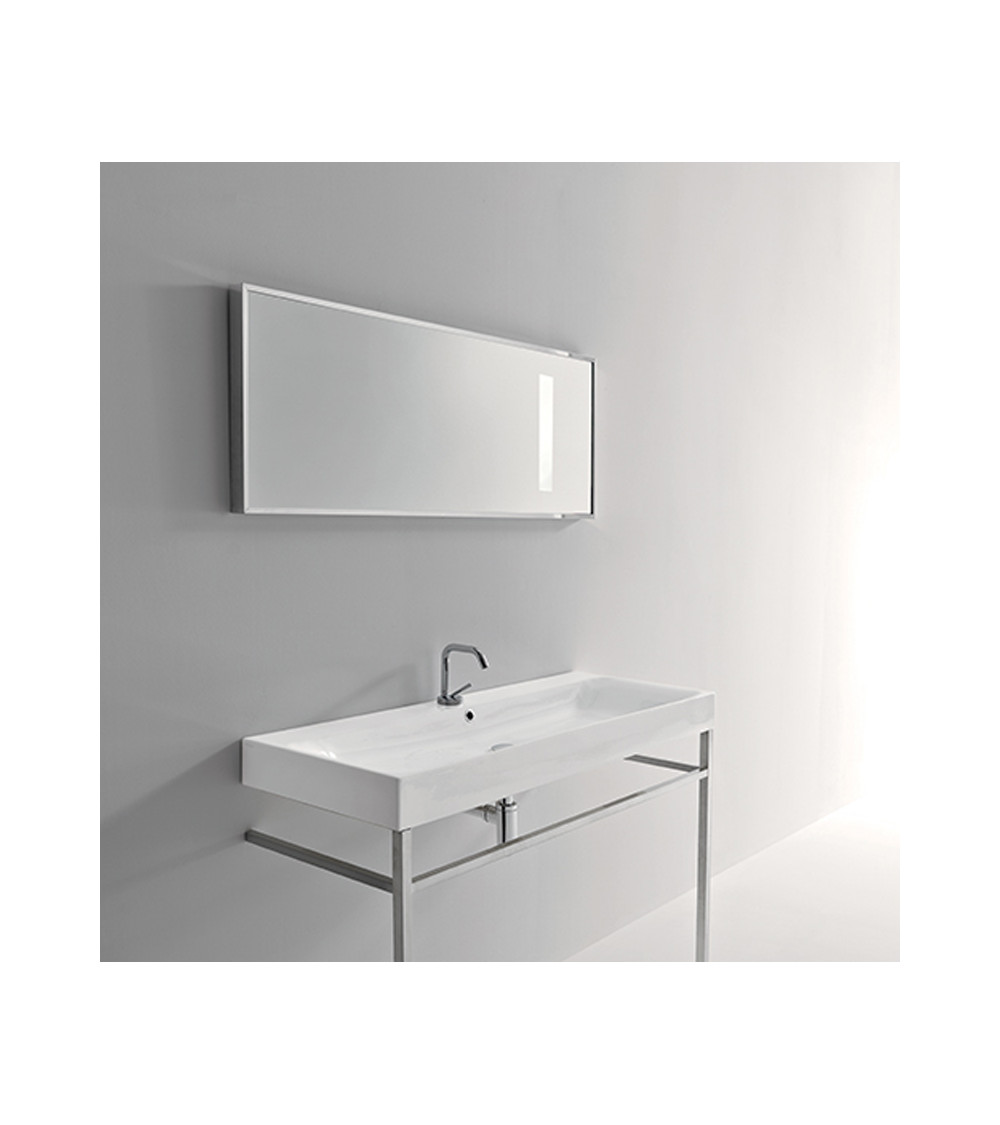 Lavabo céramique Cento Cristina Ondyna à poser ou à suspendre monotrou 120-45 cm blanc