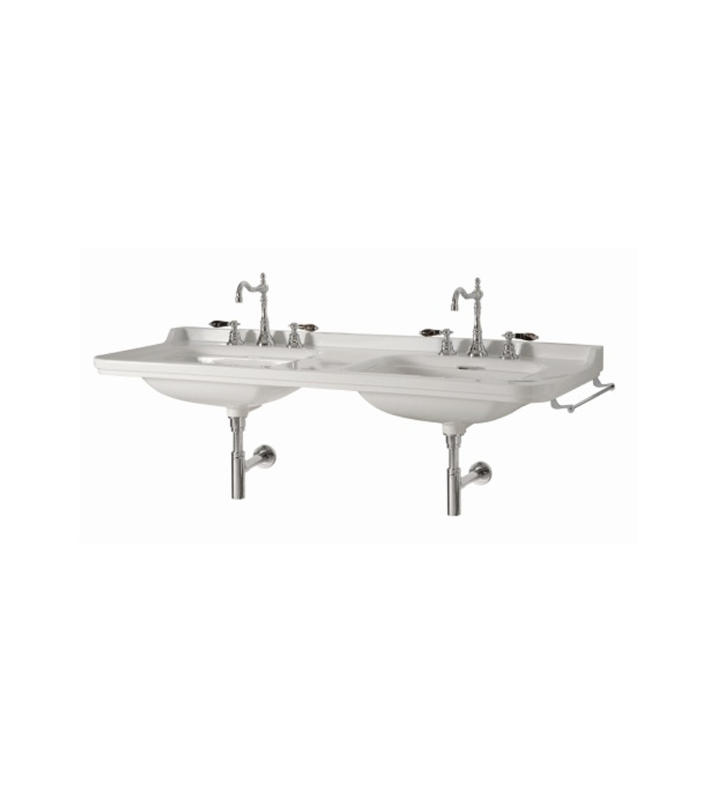 Lavabo céramique Waldorf Cristina Ondyna à suspendre ou sur pieds laiton 150-55 cm