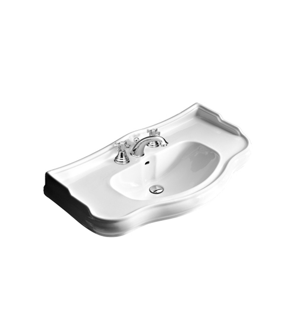 Lavabo rétro luxe Parigi Cristina Ondyna perçage 3 trous 100-55 cm