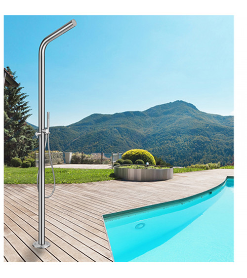 Colonne de douche de piscine outdoor mitigeur avec douchette Cristina Ondyna 100% inox   diamètre 60 mm