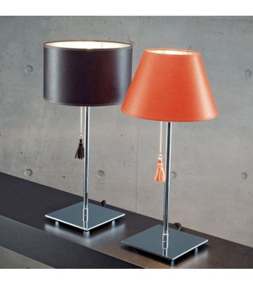 Lampe de table chrome & cuir taupe - ROOM 20