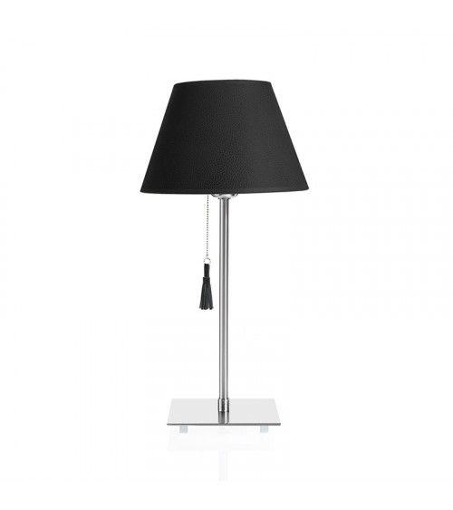 Lampe de table chrome & cuir noir - ROOM 20
