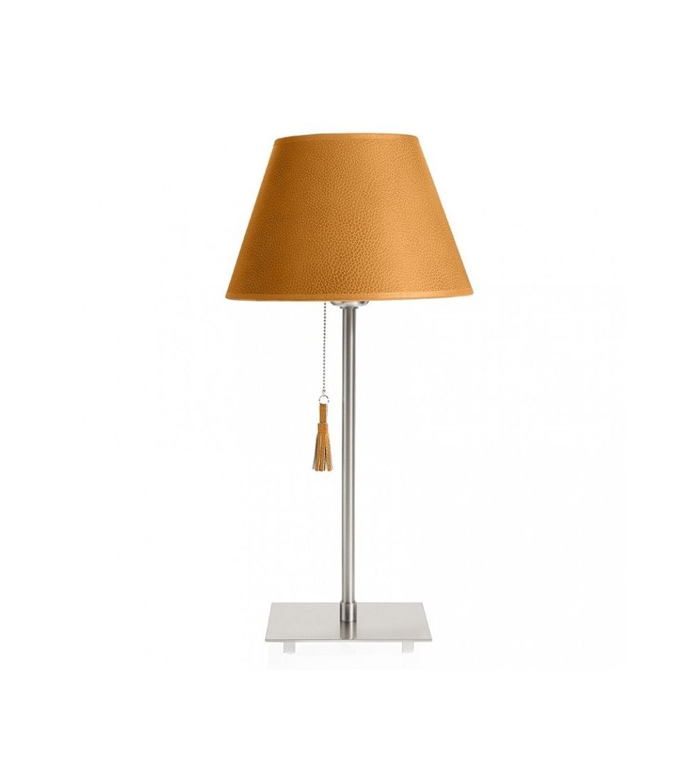 Lampe de table chrome & cuir caramel Room 20