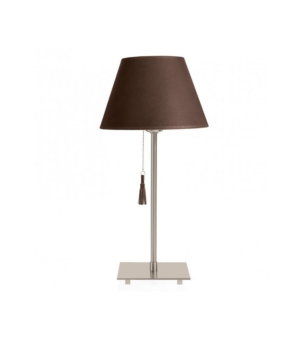 Lampe de table chrome & cuir marron - ROOM 20
