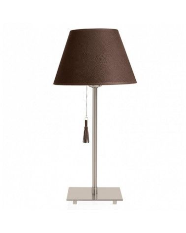 Lampe de table chrome & cuir marron - ROOM 20