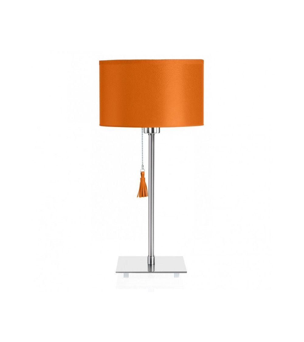 Lampe de table chrome & cuir orange Room 25