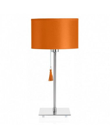 Lampe de table chrome & cuir orange Room 25