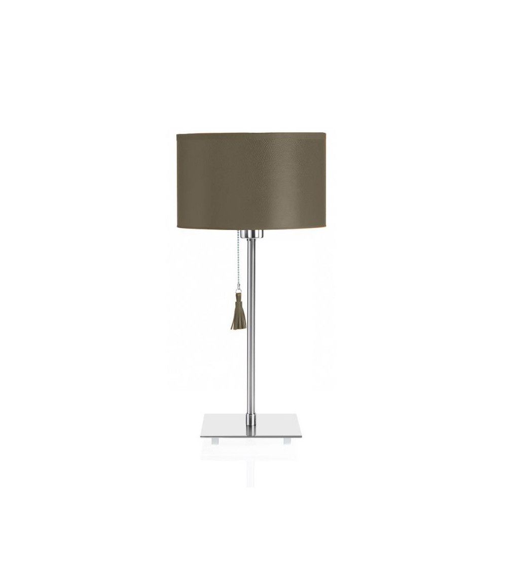 Lampe de table chrome & cuir beige limoneux Room 25