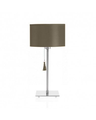 Lampe de table chrome & cuir beige limoneux Room 25