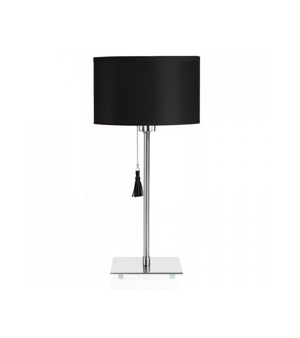 Lampe de table chrome & cuir noir Room 25