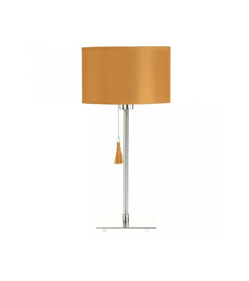 Lampe de table chrome & cuir caramel Room 25