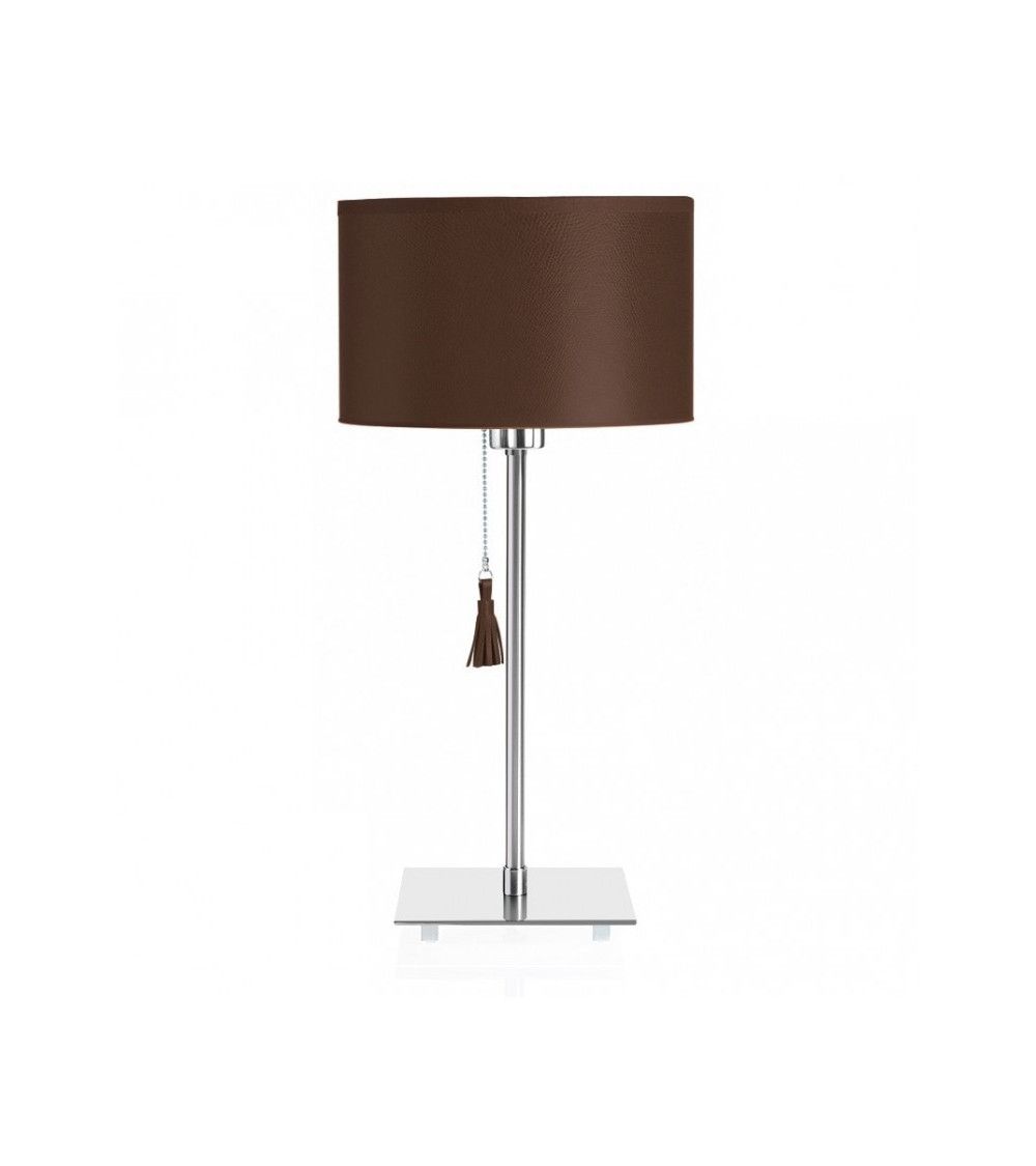 Lampe de table chrome & cuir marron Room 25