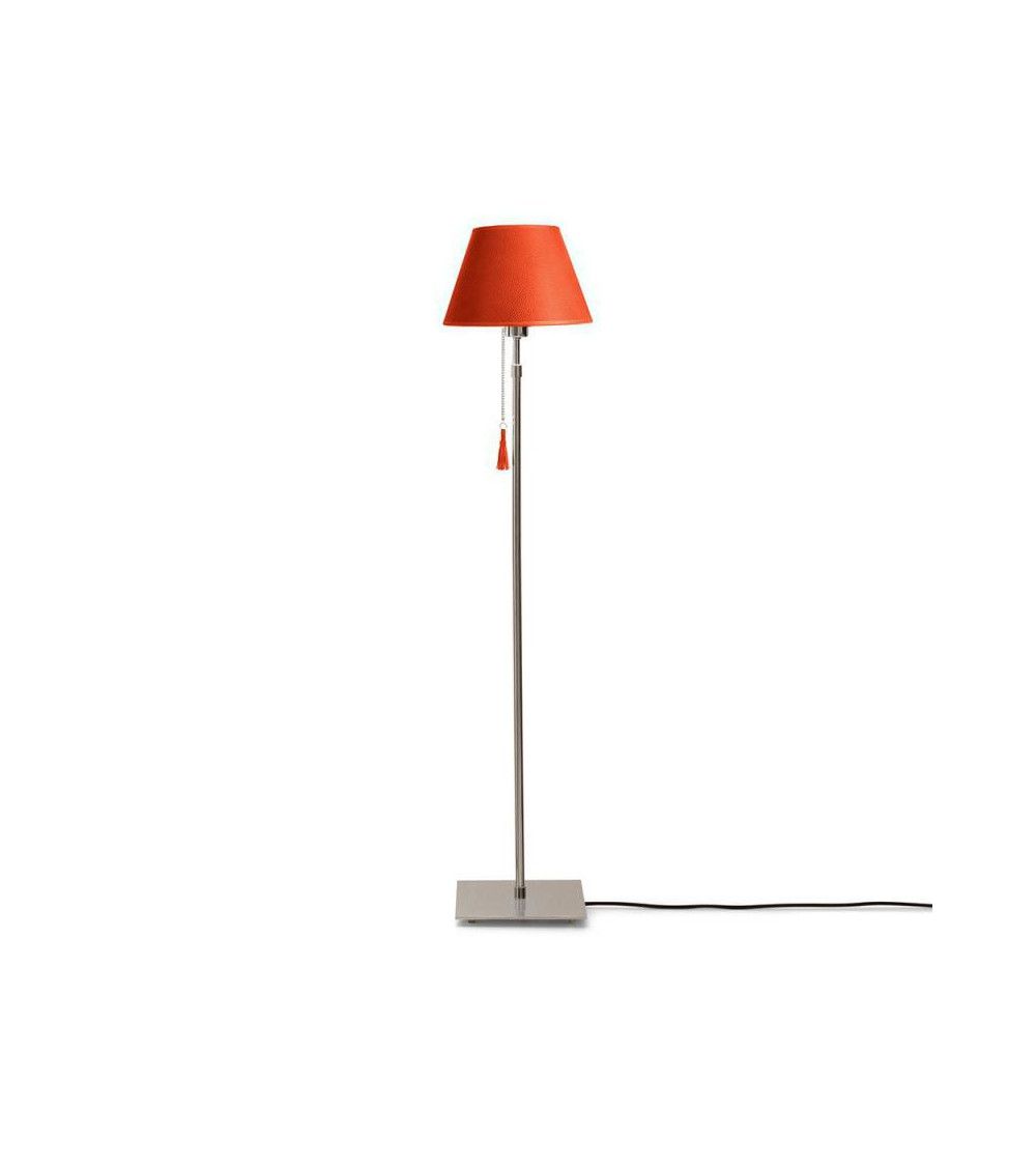 Lampadaire chrome & cuir orange Room 30