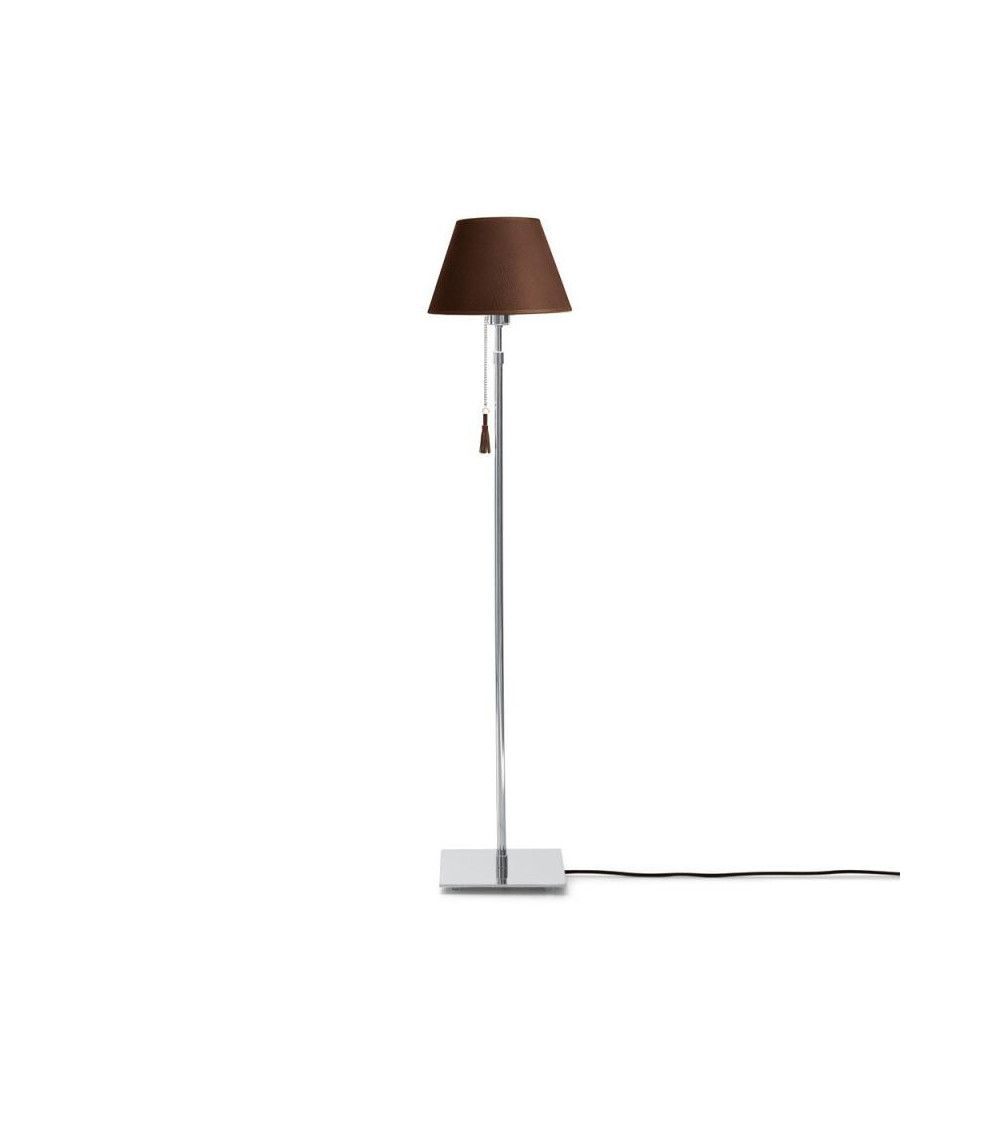 Lampadaire chrome & cuir noir marron Room 30