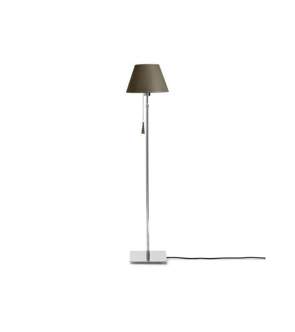 Lampadaire chrome & cuir beige limoneux Room 30