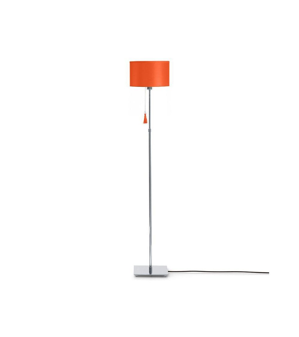 Lampadaire chrome & cuir orange Room 35