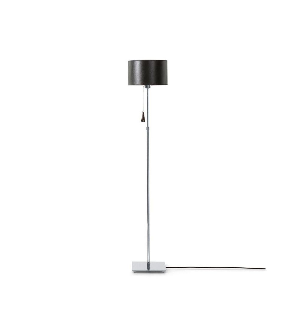 Lampadaire chrome & cuir noir Room 35