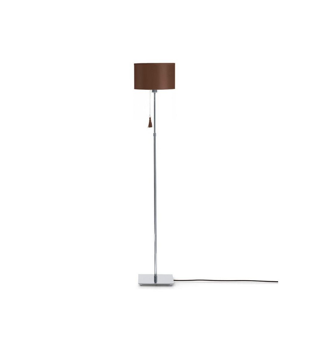 Lampadaire chrome & cuir marron Room 35