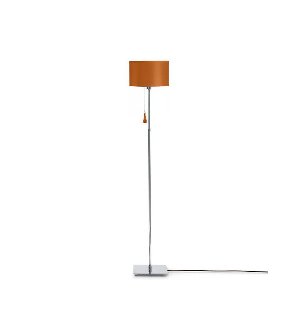 Lampadaire chrome & cuir caramel Room 35