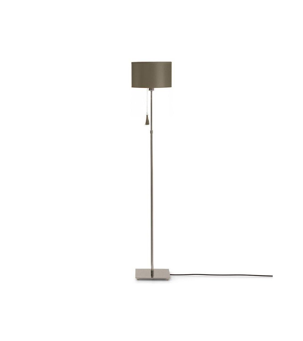 Lampadaire chrome & cuir beige limoneux Room 35